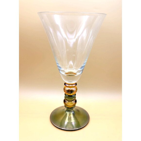 Set Of 4 Handblown Wine or Water Glasses Goblets Multicolor Beaded Stems dh900 - Picture 7 of 9